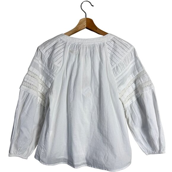 Faherty Enna Button Up Blouse Top Womens XXS White Boho Flowy Organic Cotton NWT - Picture 5 of 16
